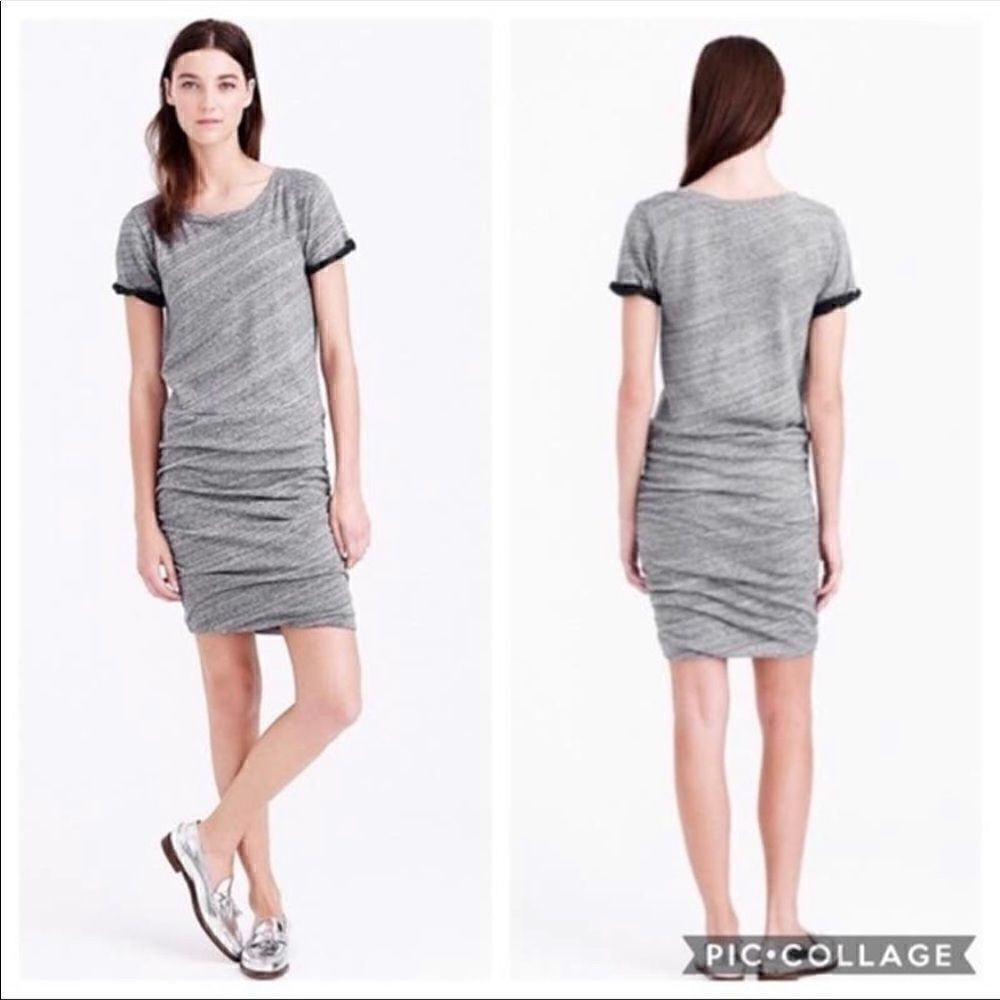 J. Crew | J. Crew Ruched Knit Dress Marled Blue Gray  Sweatshirt Dress NWT | M